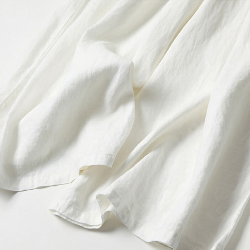 Effortless Linen Wide Leg Pants for Women with High Waist Pleated Relaxed Flowing Casual Style