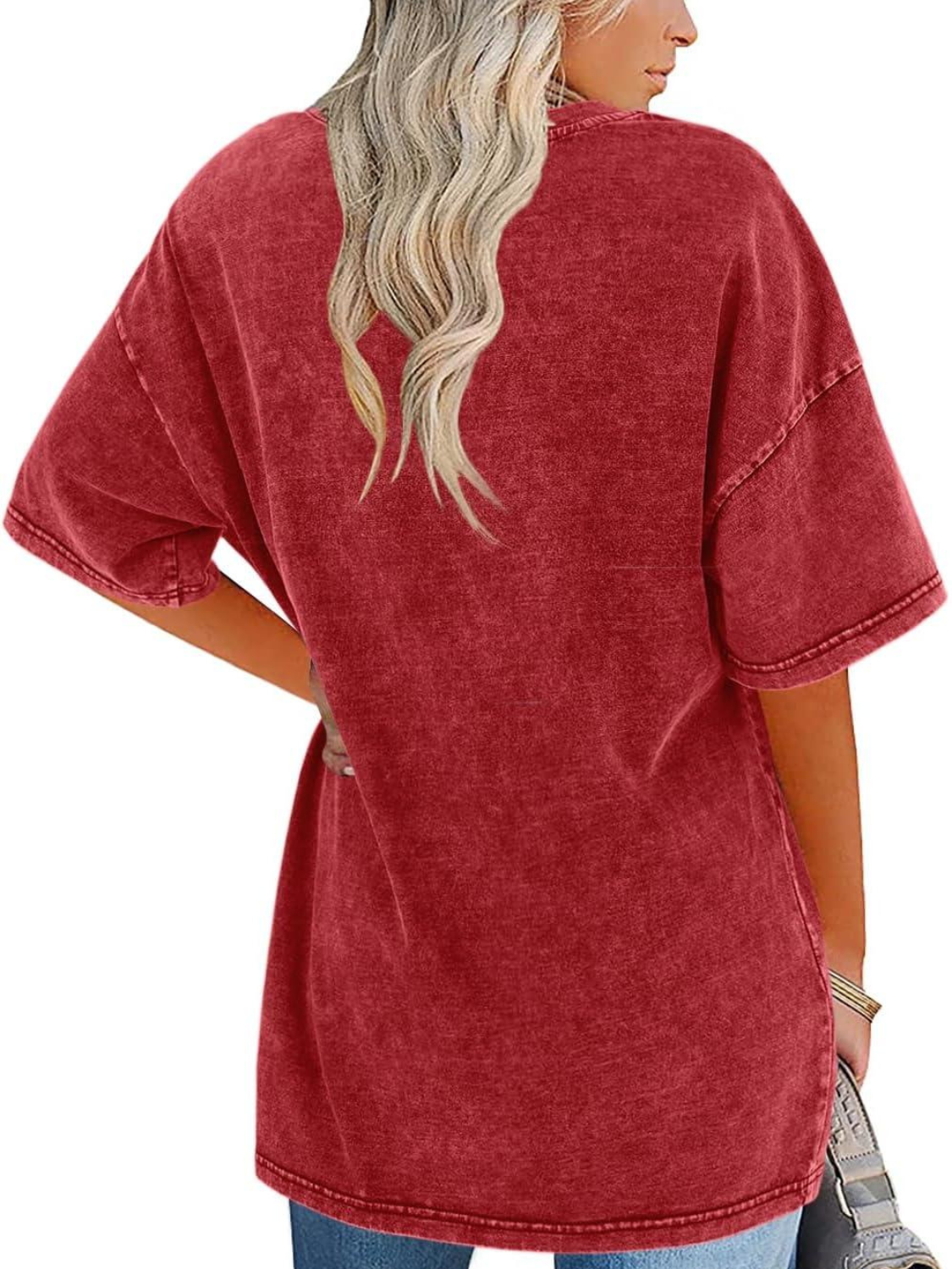 Effortless Washed Cotton Tunic Top for Women with Crew Neck Half Sleeve Oversized Relaxed Casual Style