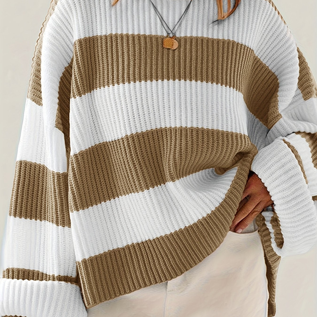 Loose V-Neck Off Shoulder Sleeves Casual And Lazy Style Pullover Sweater