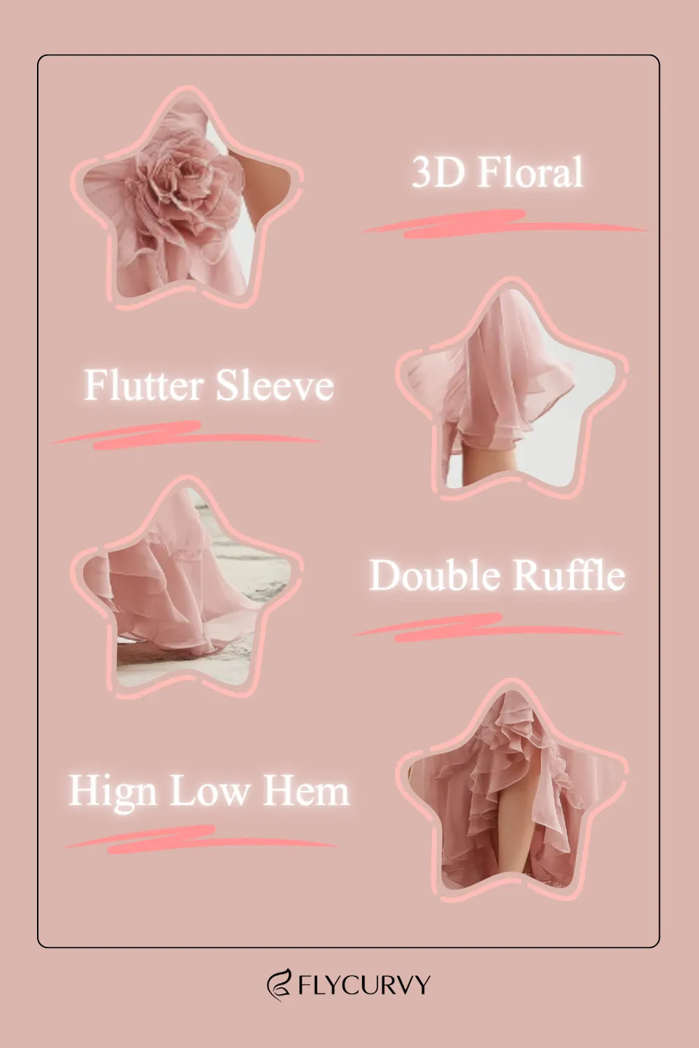 Elegant Blush Pink Chiffon Maxi Dress for Women with V Neck Flutter Sleeve Ruffle Cascade Wedding Guest Style