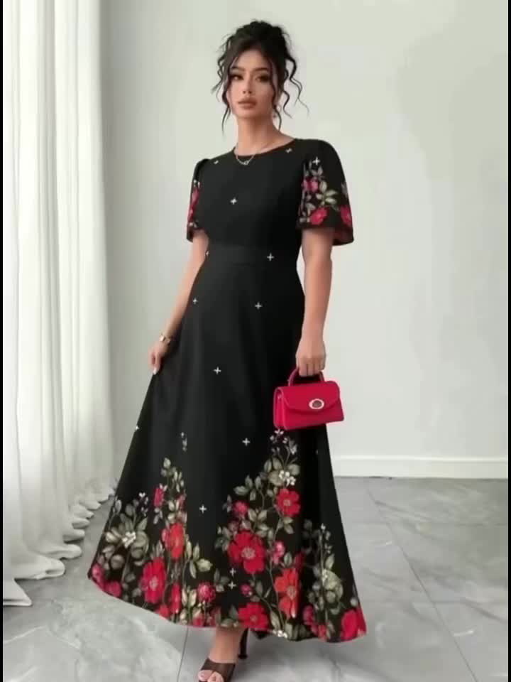 Plus Size - Plus Size - Cross-Border Elegant Casual Fashion Floral Print Dress TM849