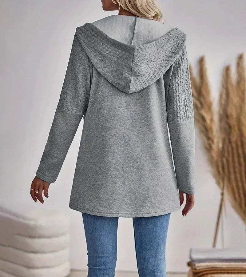 Comfortable Cable Knit Cardigan for Women with Hooded Long Sleeve Zip Front Relaxed Style