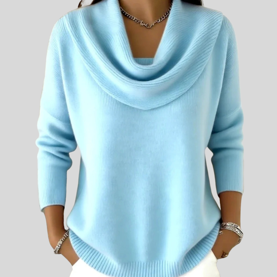 Comfortable Cowl Neck Sweater for Women with Long Sleeve Ribbed Knit Oversized Style