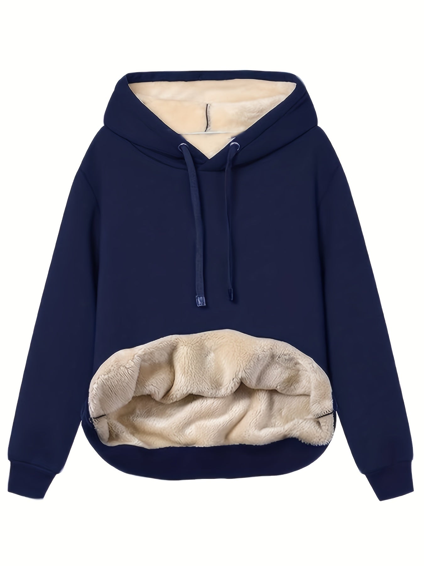 Comfortable Sherpa Lined Hoodie for Women with Drawstring Hood Long Sleeve Kangaroo Pocket Oversized Knit Style