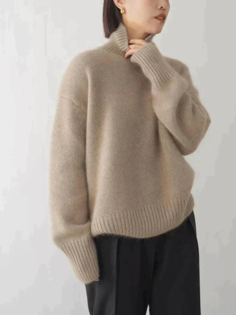 Comfortable Chunky Knit Sweater for Women with Turtleneck Long Sleeve Relaxed Oversized Style