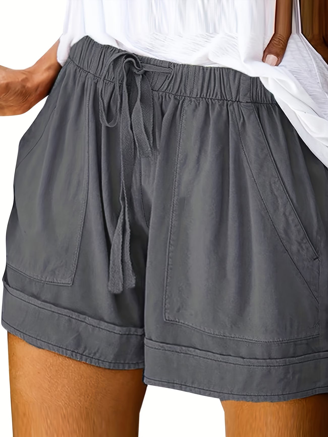 Effortless Linen Shorts for Women with High Waist Drawstring Pocket Relaxed Casual Style