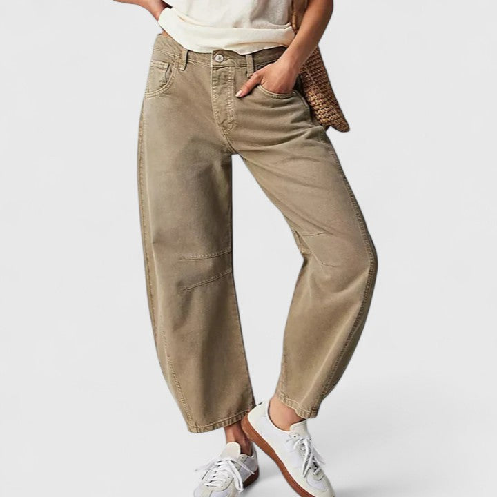 Effortless Wide Leg Jeans for Women with High Waist Curved Seam Relaxed Baggy Style