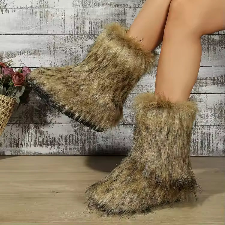 Effortless Faux Fur Boot for Women with Fluffy Shaggy Ankle Cozy Winter Style