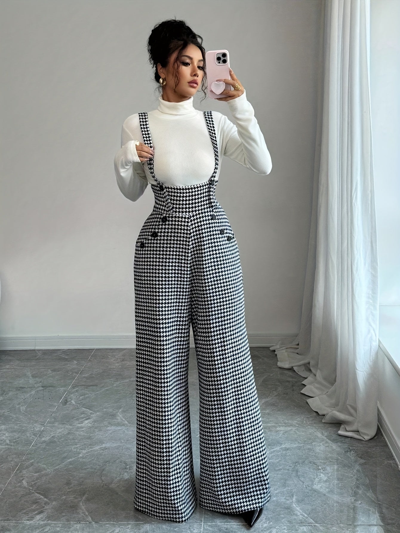 Women's Printed Strap Straight-Leg Jumpsuit