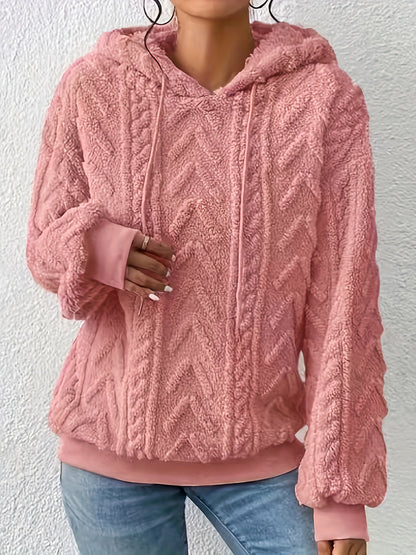 2025 Autumn And Winter Women'S New Fleece-Lined Comfortable Casual Solid Color Hoodie