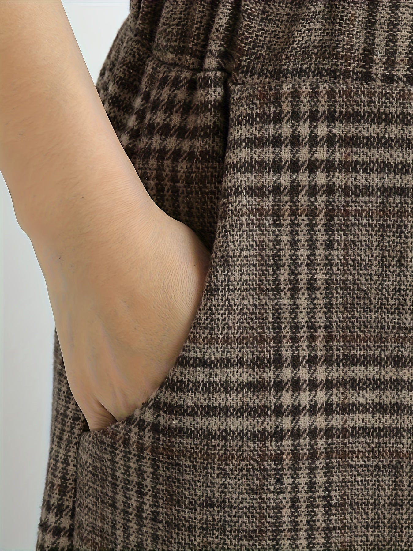 Effortless Plaid Wide Leg Culotte for Women with High Waist Elastic Cropped Relaxed Casual Style