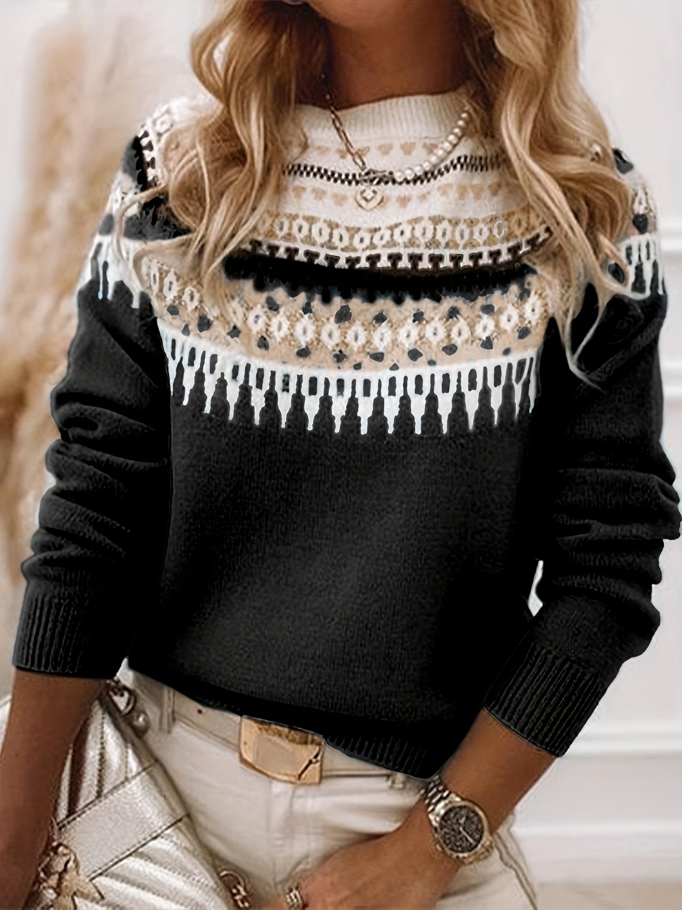 New Fashion Autumn And Winter Casual Round Neck Long Sleeve Pullover Sweater