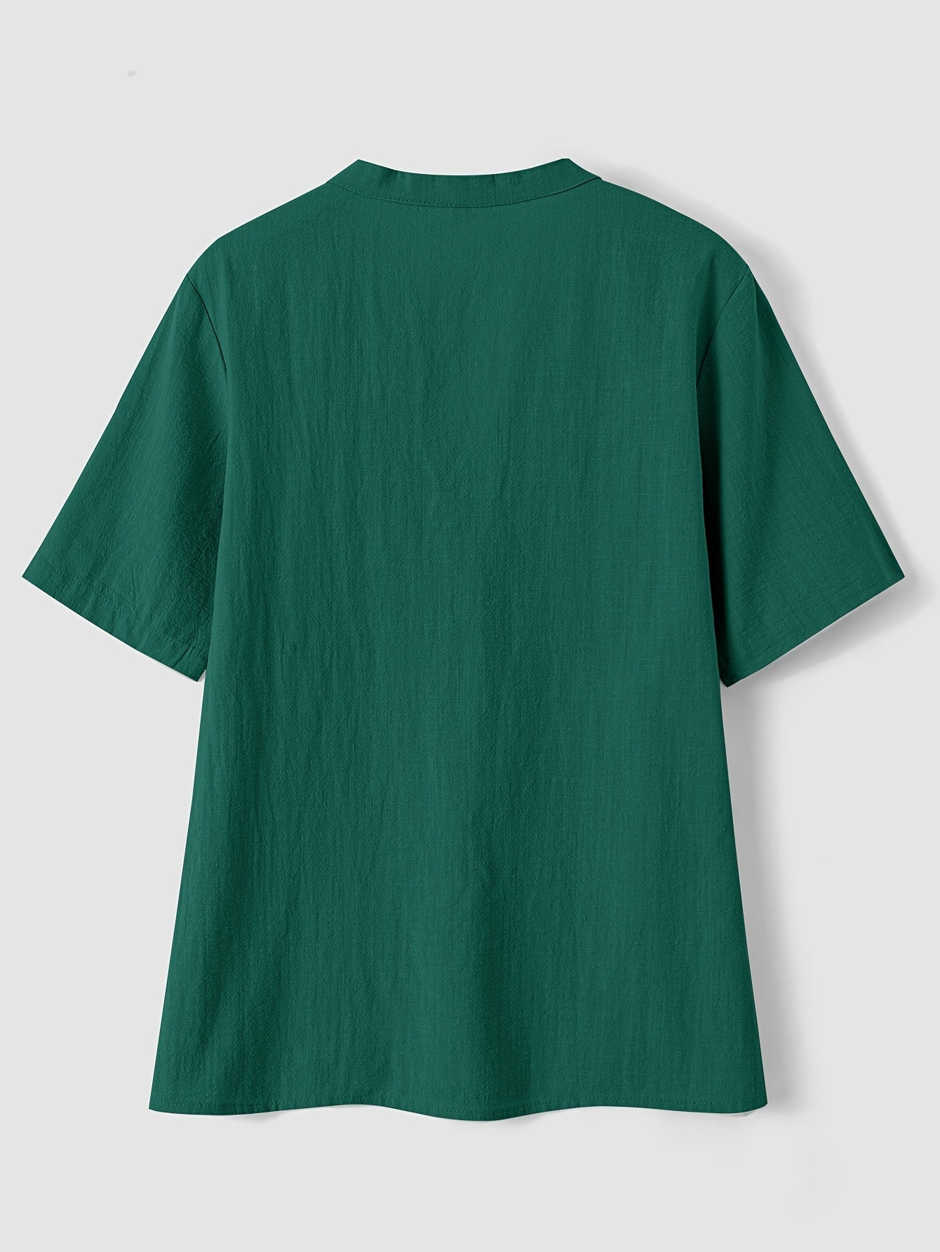 Effortless Textured Blouse for Women with Notch V Neck Short Sleeve Button Front Relaxed Style