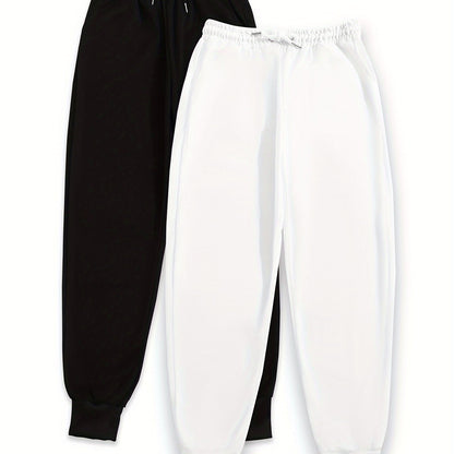 2pcs Women's Casual Jogging Pants - Soft and Comfortable Drawstring Waistband Sport Pants