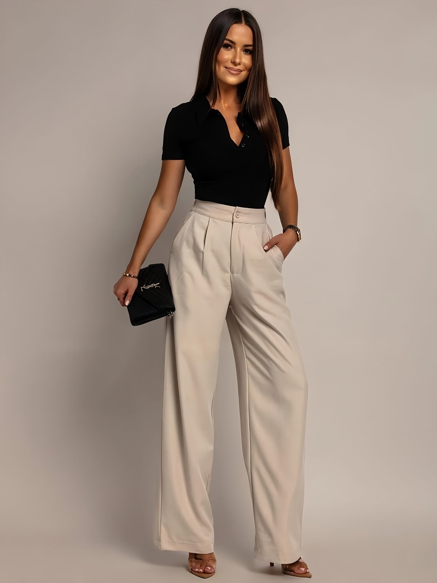 Effortless Wide Leg Pants for Women with High Waisted Pleated Front Tailored Relaxed Style