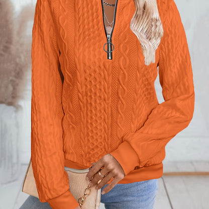 Other Mountain Sq060661 Fashionable Elegant Fall Winter New Solid Texture Fabric Baseball Neck Zip-Up Women'S Long Sleeve Sweatshirt