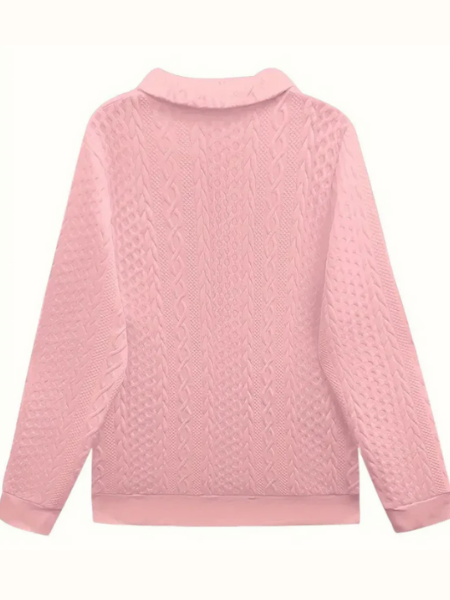 Comfortable Cable Knit Sweater for Women with Notch Collar Quarter Zip Long Sleeve Relaxed Style