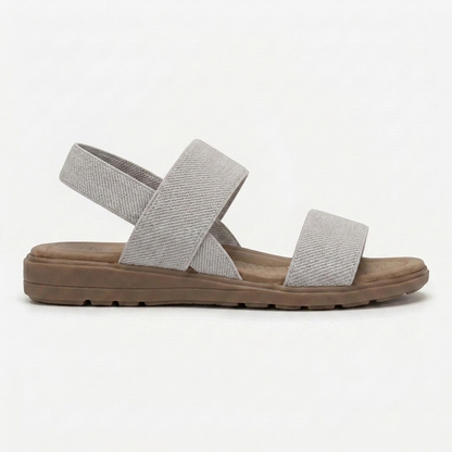 Comfortable Flat Sandals for Women with Two Strap Ankle Buckle Open Toe Cushioned Style
