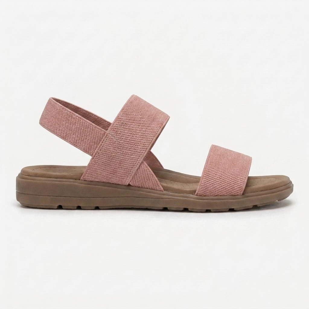 Comfortable Flat Sandals for Women with Two Strap Ankle Buckle Open Toe Cushioned Style