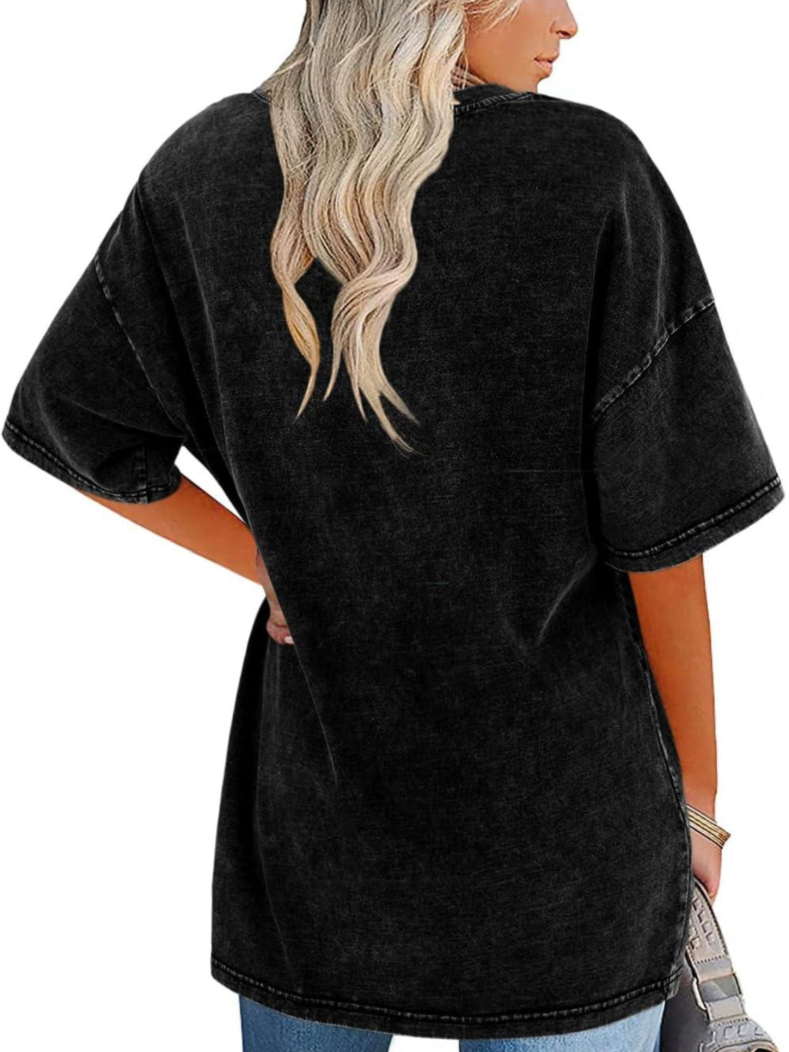 Effortless Washed Cotton Tunic Top for Women with Crew Neck Half Sleeve Oversized Relaxed Casual Style