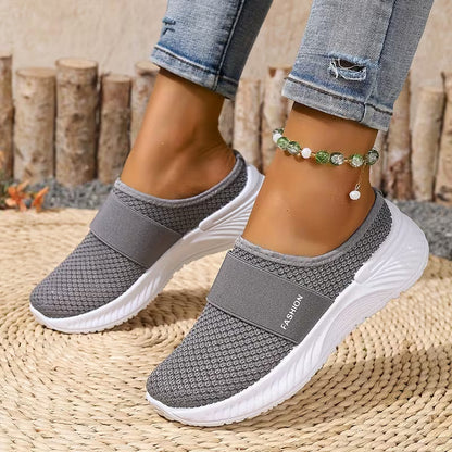 Comfortable Slides for Women with Closed Toe Breathable Mesh Backless Slip On Style