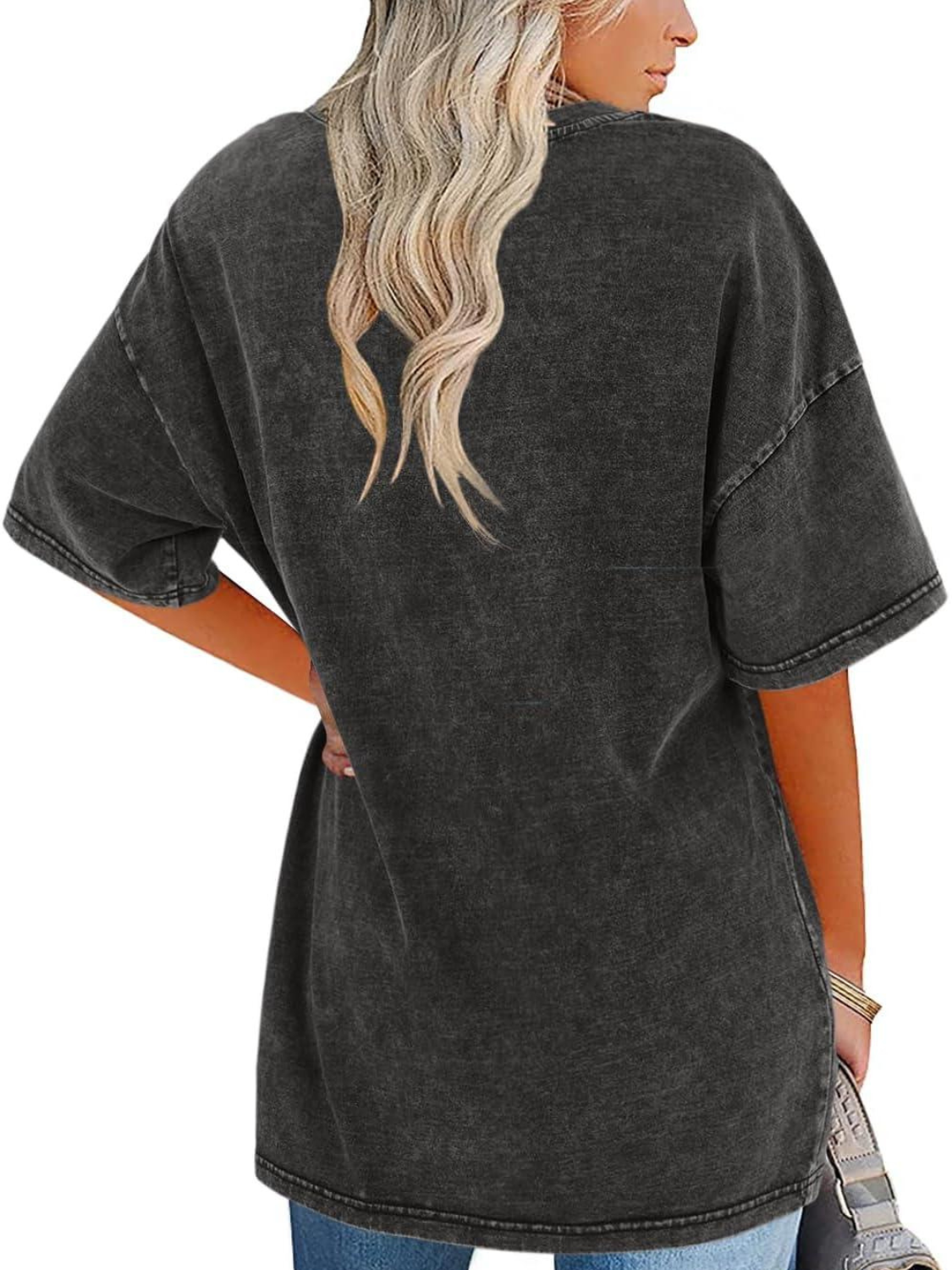Effortless Washed Cotton Tunic Top for Women with Crew Neck Half Sleeve Oversized Relaxed Casual Style