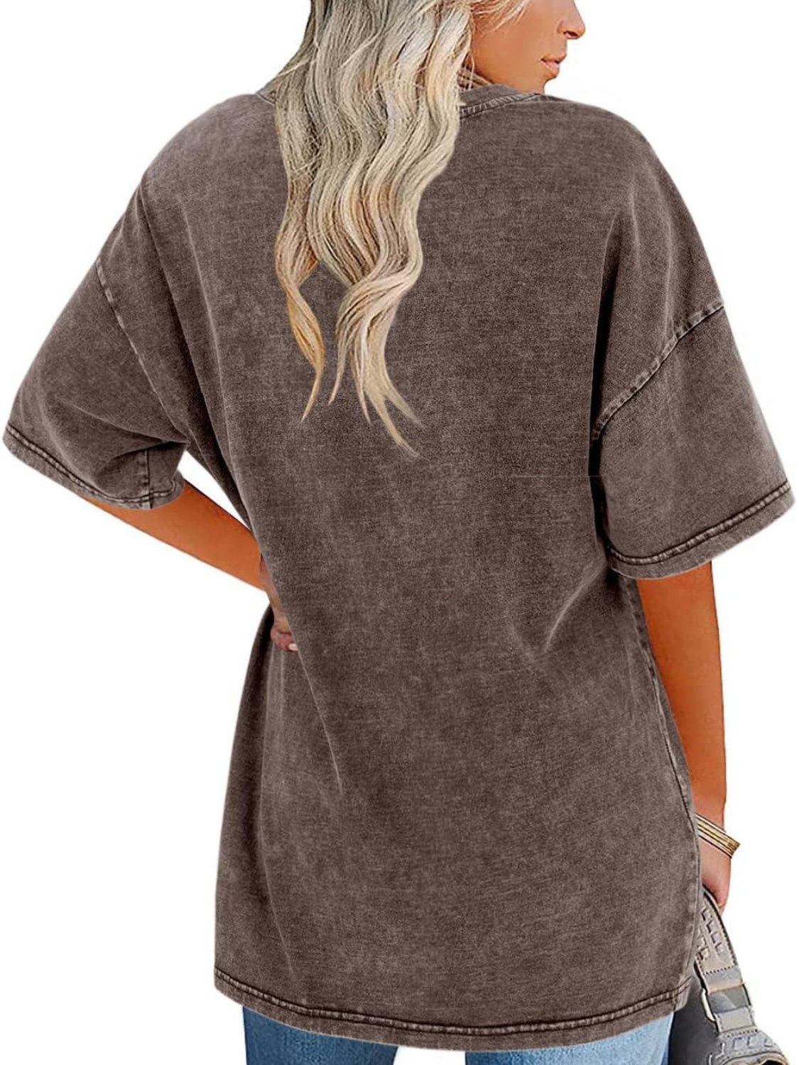 Effortless Washed Cotton Tunic Top for Women with Crew Neck Half Sleeve Oversized Relaxed Casual Style
