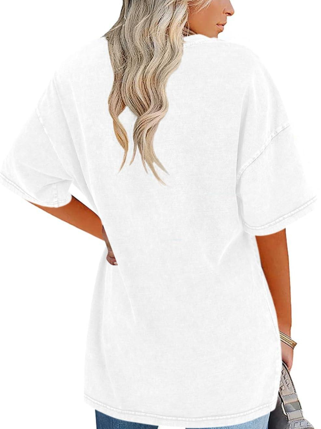 Effortless Washed Cotton Tunic Top for Women with Crew Neck Half Sleeve Oversized Relaxed Casual Style