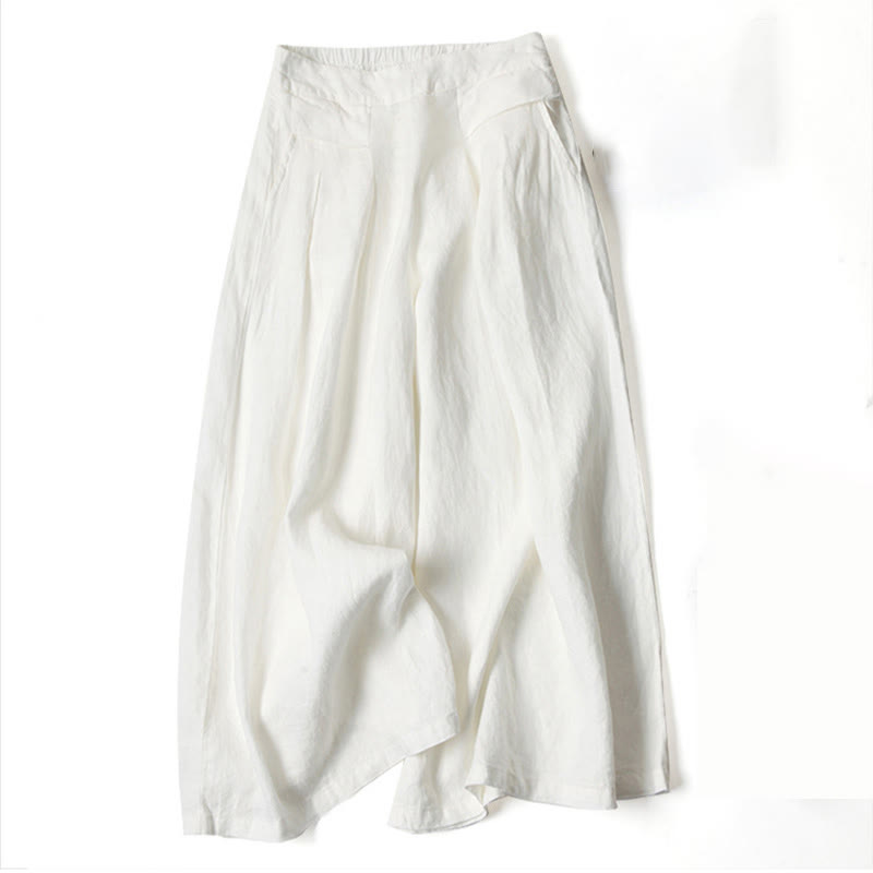 Effortless Linen Wide Leg Pants for Women with High Waist Pleated Relaxed Flowing Casual Style