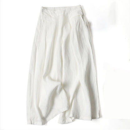 Effortless Linen Wide Leg Pants for Women with High Waist Pleated Relaxed Flowing Casual Style