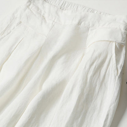 Effortless Linen Wide Leg Pants for Women with High Waist Pleated Relaxed Flowing Casual Style