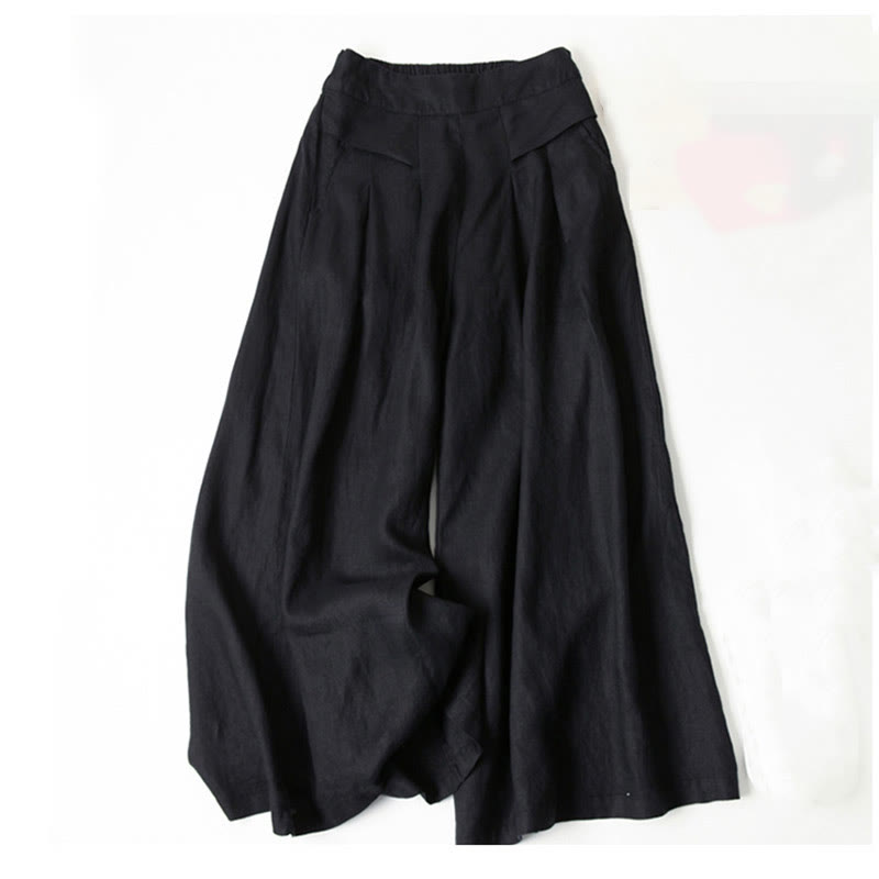 Effortless Linen Wide Leg Pants for Women with High Waist Pleated Relaxed Flowing Casual Style