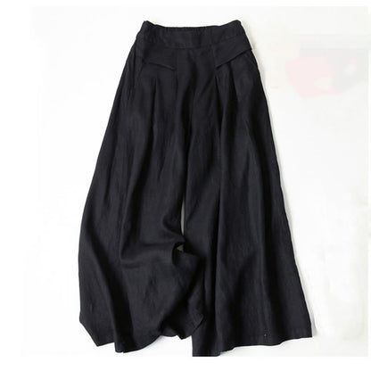 Effortless Linen Wide Leg Pants for Women with High Waist Pleated Relaxed Flowing Casual Style