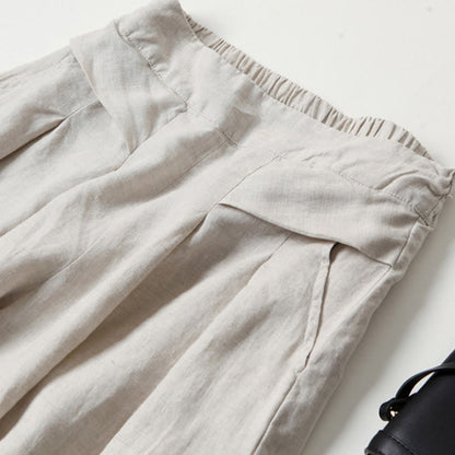 Effortless Linen Wide Leg Pants for Women with High Waist Pleated Relaxed Flowing Casual Style
