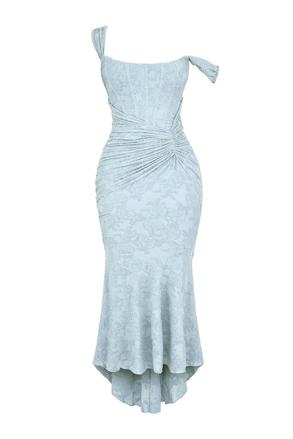 Elegant Lace Mermaid Dress for Women with Square Neck Sleeveless Corset Ruched Formal Wedding Guest Style