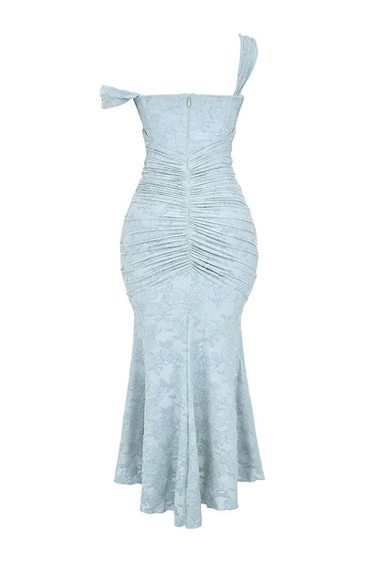 Elegant Lace Mermaid Dress for Women with Square Neck Sleeveless Corset Ruched Formal Wedding Guest Style