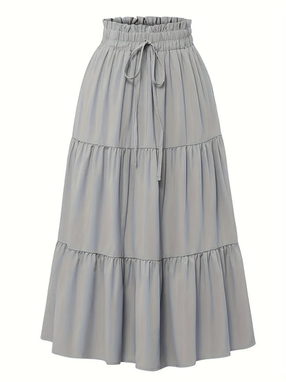 Effortless Tiered Maxi Skirt for Women with Paperbag Waist Drawstring Flowing Boho Style