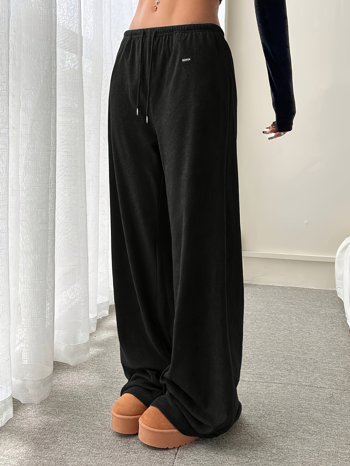 Effortless Wide Leg Pants for Women with Drawstring Waist Relaxed Flowing Casual Style