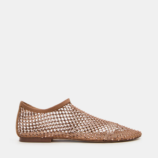 Comfortable Closed Toe Sandals for Women with Woven Mesh Upper Square Toe Flat Slip On Style