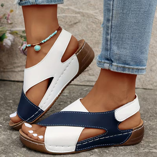 Stylish Wedge Sandals for Women with Cross Strap Open Toe Slip On Platform Style