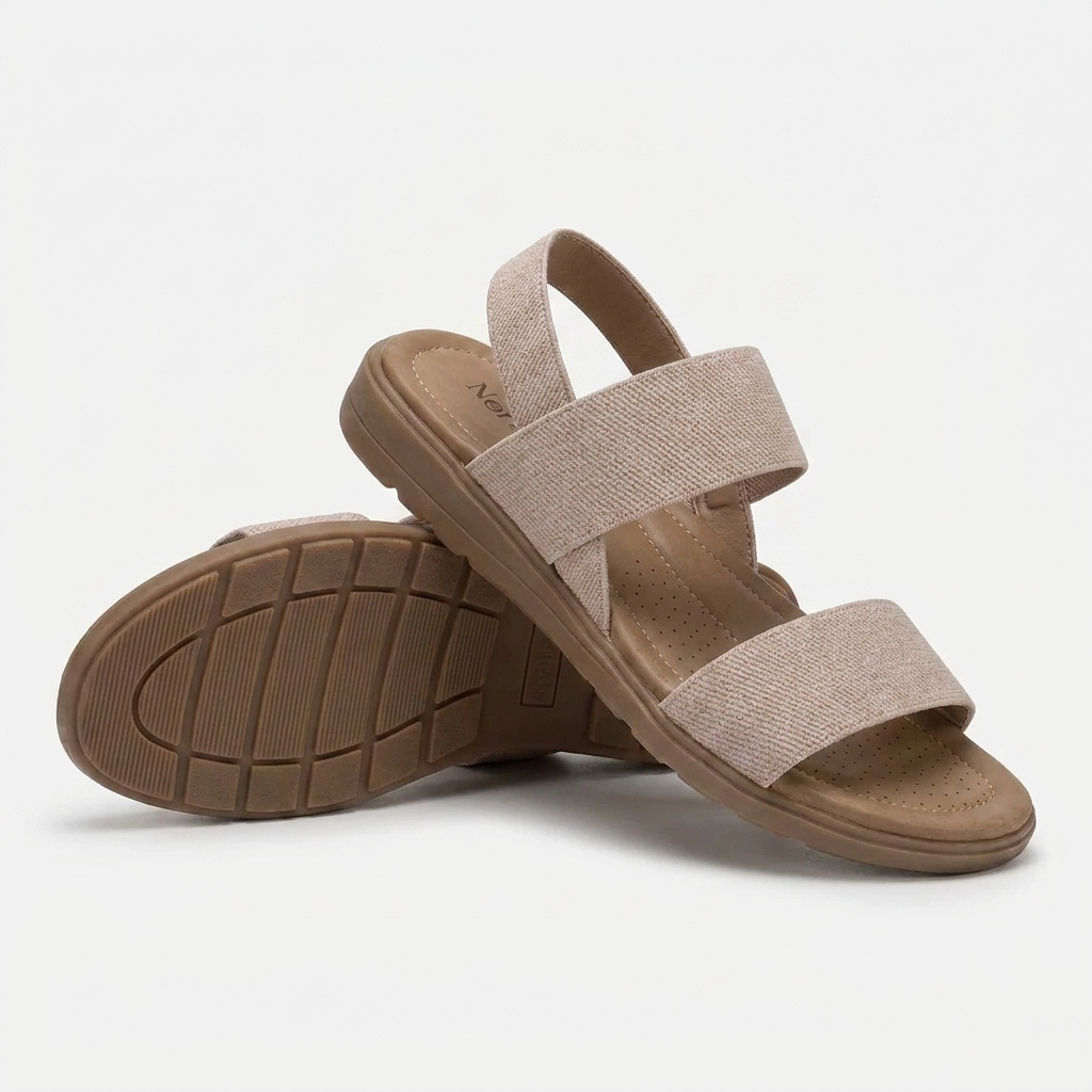 Comfortable Flat Sandals for Women with Two Strap Ankle Buckle Open Toe Cushioned Style