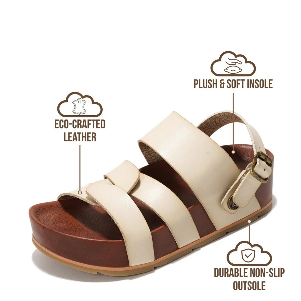Comfortable Slide Sandals for Women with Triple Buckle Strap Contoured Footbed Open Toe Style