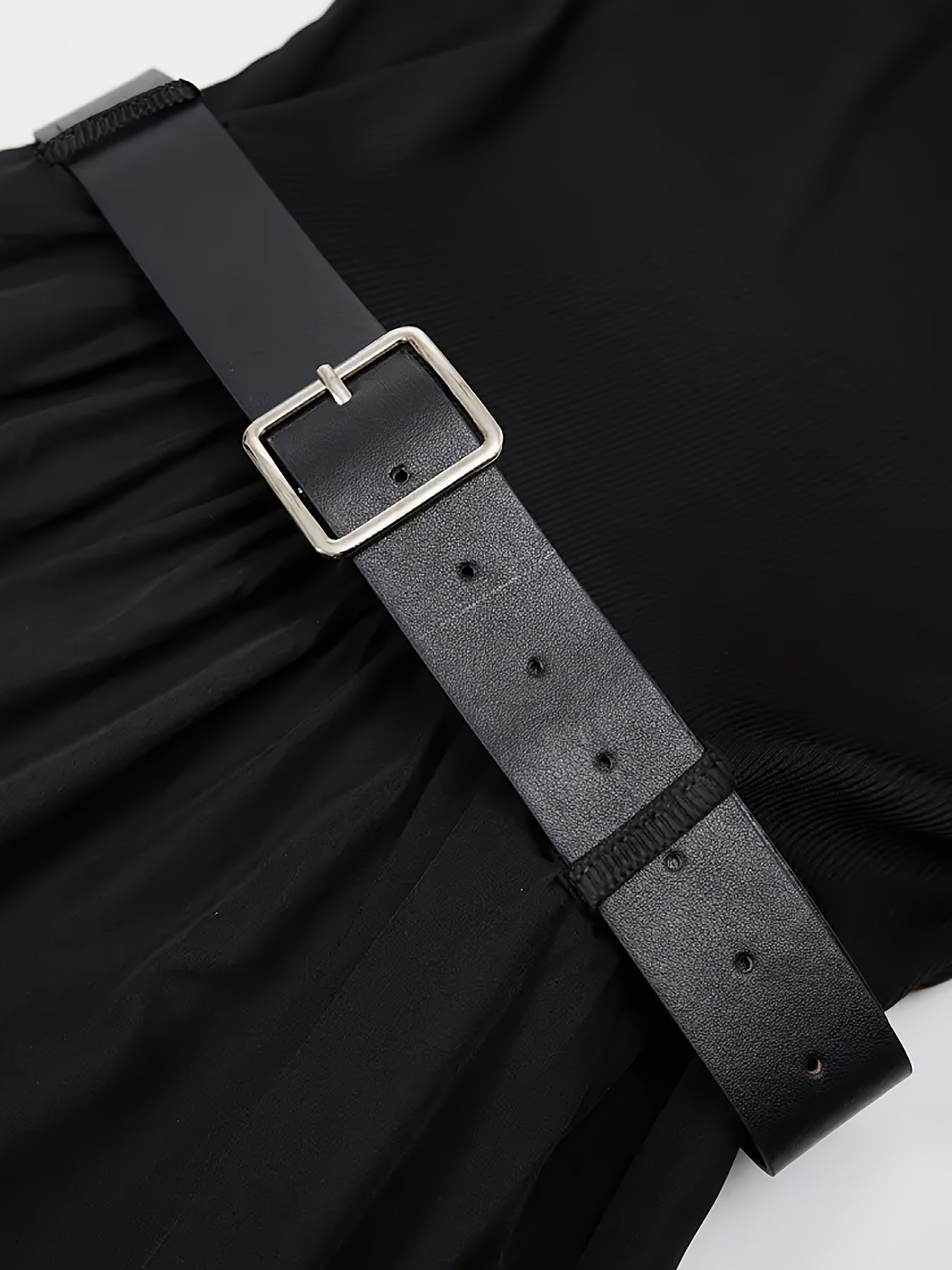 Elegant Black Sleeveless A-Line Midi Dress with Adjustable Waist Belt - Cinched Waist, Flowing Skirt, Round Neck, Perfect for Spring/Summer, Adult Women'S Fashion, Formal Event Attire|Sleek Fitted Top|Adjustable Waist Belt