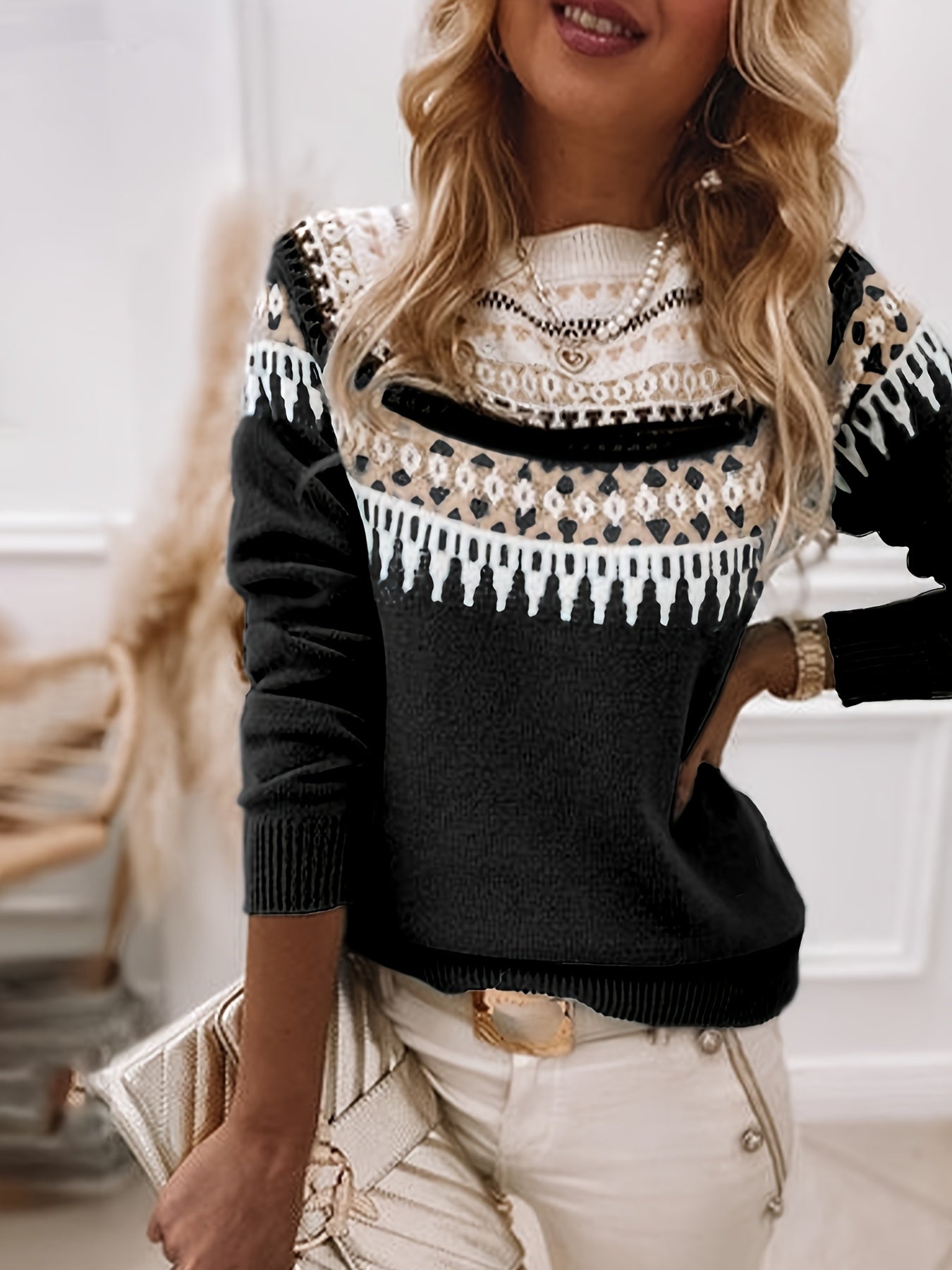 New Fashion Autumn And Winter Casual Round Neck Long Sleeve Pullover Sweater
