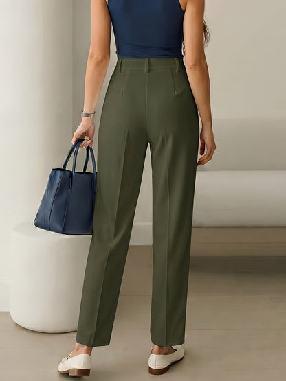 Elegant Wide Leg Pants for Women with High Waist Pleated Straight Leg Office Style