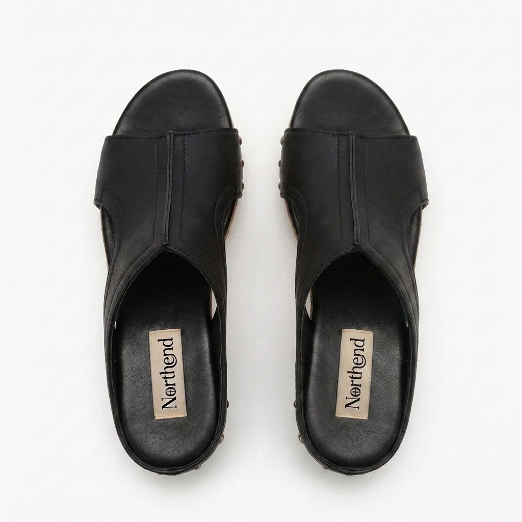 Comfortable Wedge Sandals for Women with Studded T Strap Cork Platform Peep Toe Slide Style