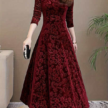 2025 Long Sleeve Velvet Jacquard Dress