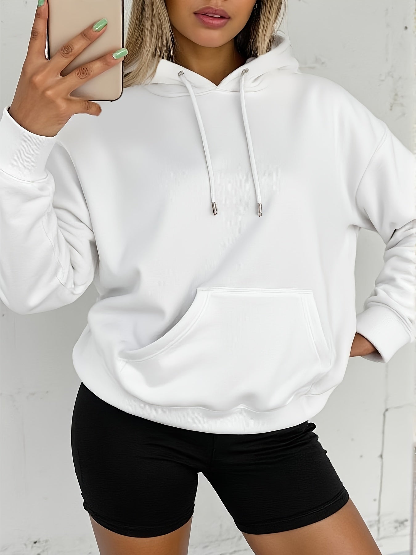 Comfortable Fleece Hoodie for Women with Drawstring Hood Long Sleeve Kangaroo Pocket Oversized Style