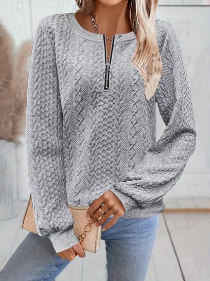 Other Mountain Sq060661 Fashionable Elegant Fall Winter New Solid Texture Fabric Baseball Neck Zip-Up Women'S Long Sleeve Sweatshirt