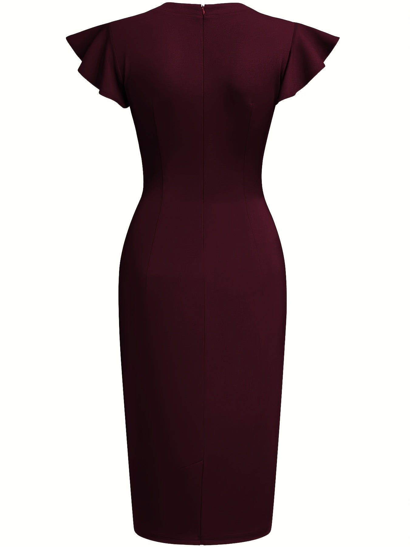 Elegant Sheath Dress for Women with Round Neck Flutter Sleeve Studded Bodycon Cocktail Style
